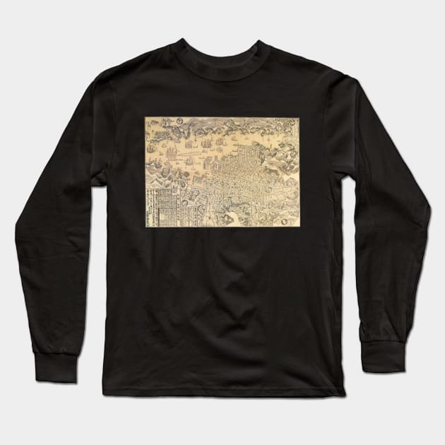 Antique Map of Nagasaki Harbor, Japan by Bunkindō, 1821 Long Sleeve T-Shirt by MasterpieceCafe